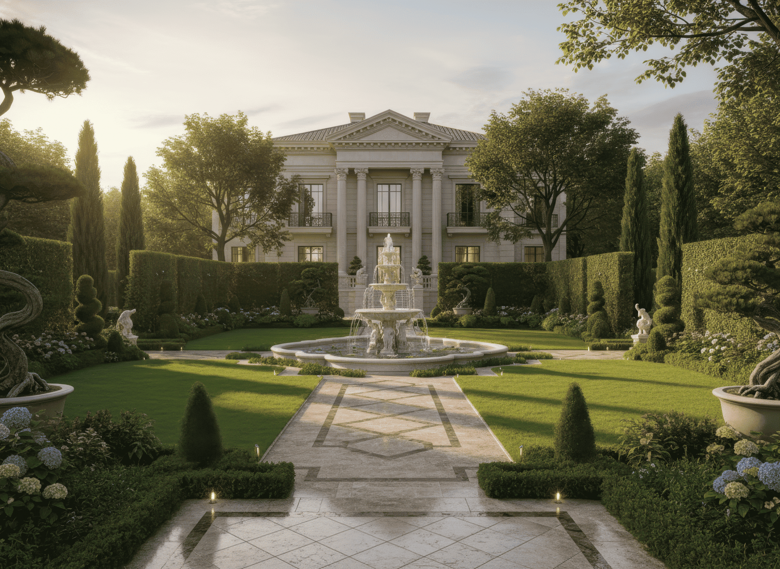 20+ Mẫu thiết kế sân vườn tân cổ điển đẹp, sang trọng chuẩn hoàng gia