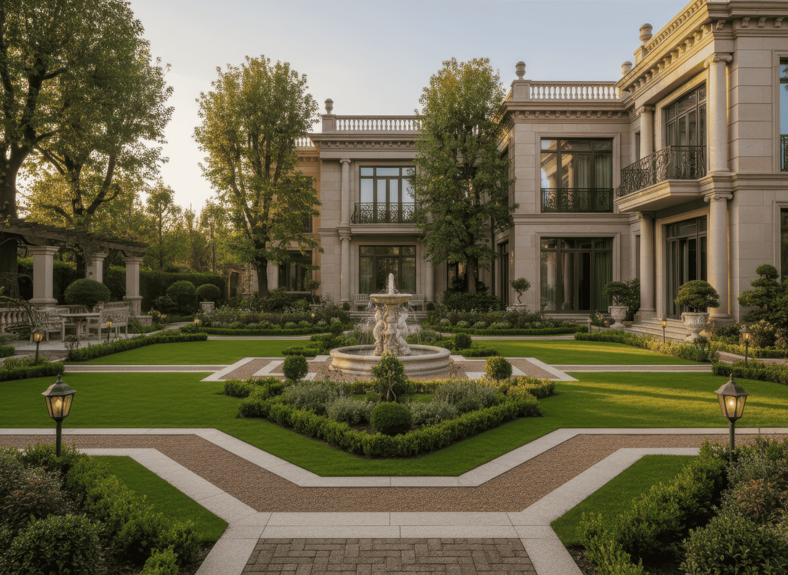20+ Mẫu thiết kế sân vườn tân cổ điển đẹp, sang trọng chuẩn hoàng gia
