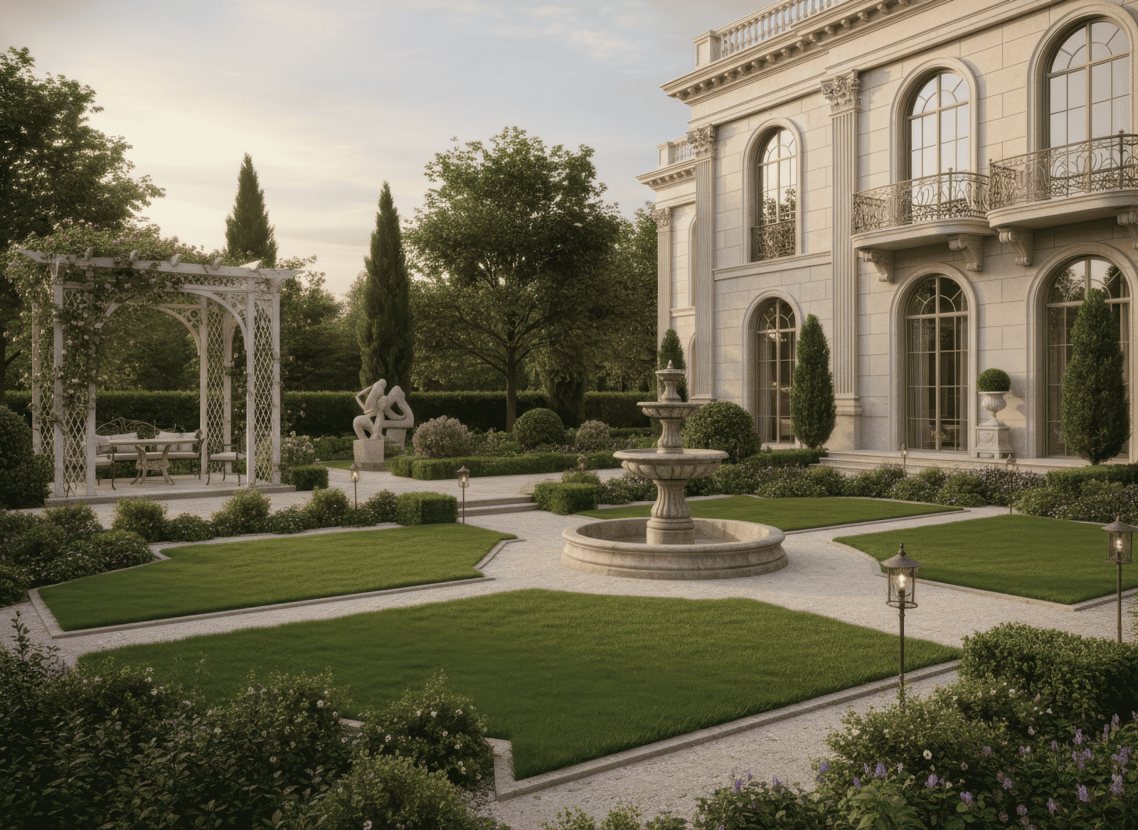 20+ Mẫu thiết kế sân vườn tân cổ điển đẹp, sang trọng chuẩn hoàng gia