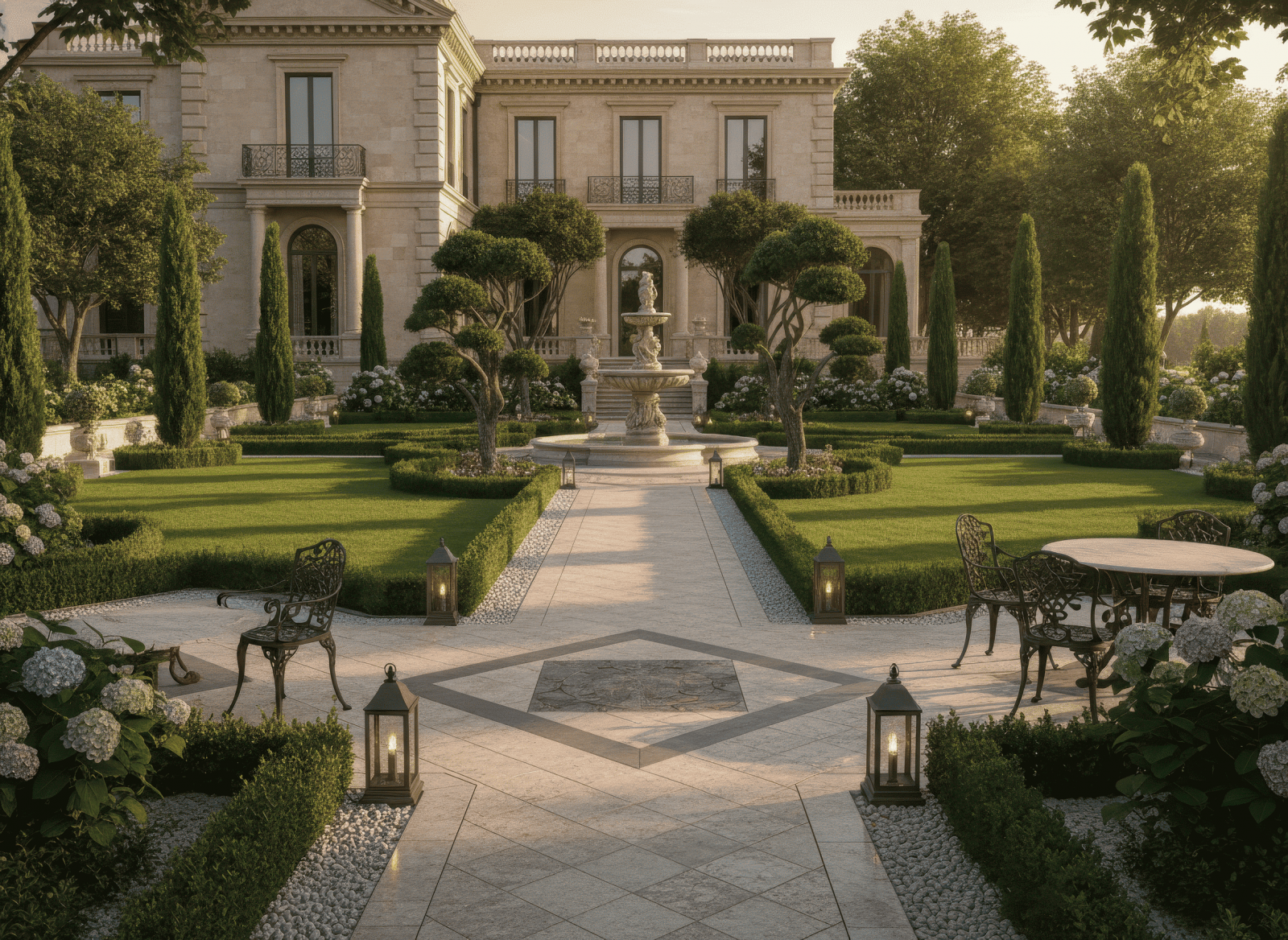 20+ Mẫu thiết kế sân vườn tân cổ điển đẹp, sang trọng chuẩn hoàng gia