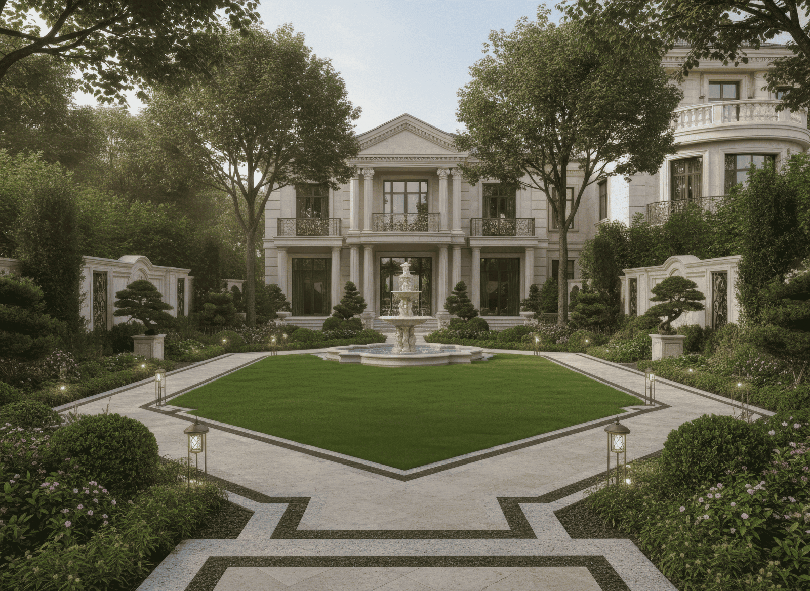 20+ Mẫu thiết kế sân vườn tân cổ điển đẹp, sang trọng chuẩn hoàng gia