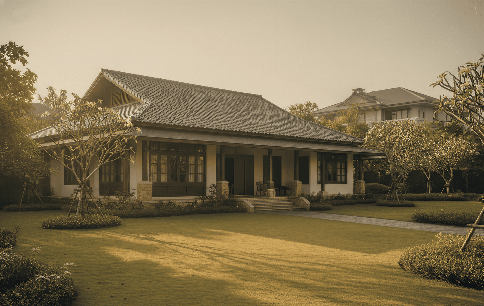 25+ Mẫu biệt thự nhà vườn mái Nhật 1 tầng nghỉ dưỡng đẹp, hiện đại