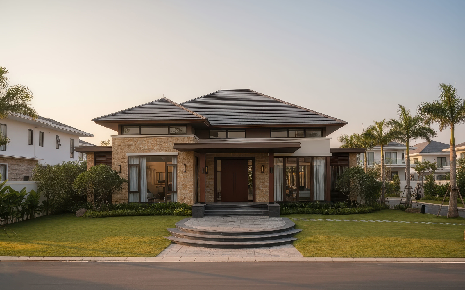 25+ Mẫu biệt thự nhà vườn mái Nhật 1 tầng nghỉ dưỡng đẹp, hiện đại