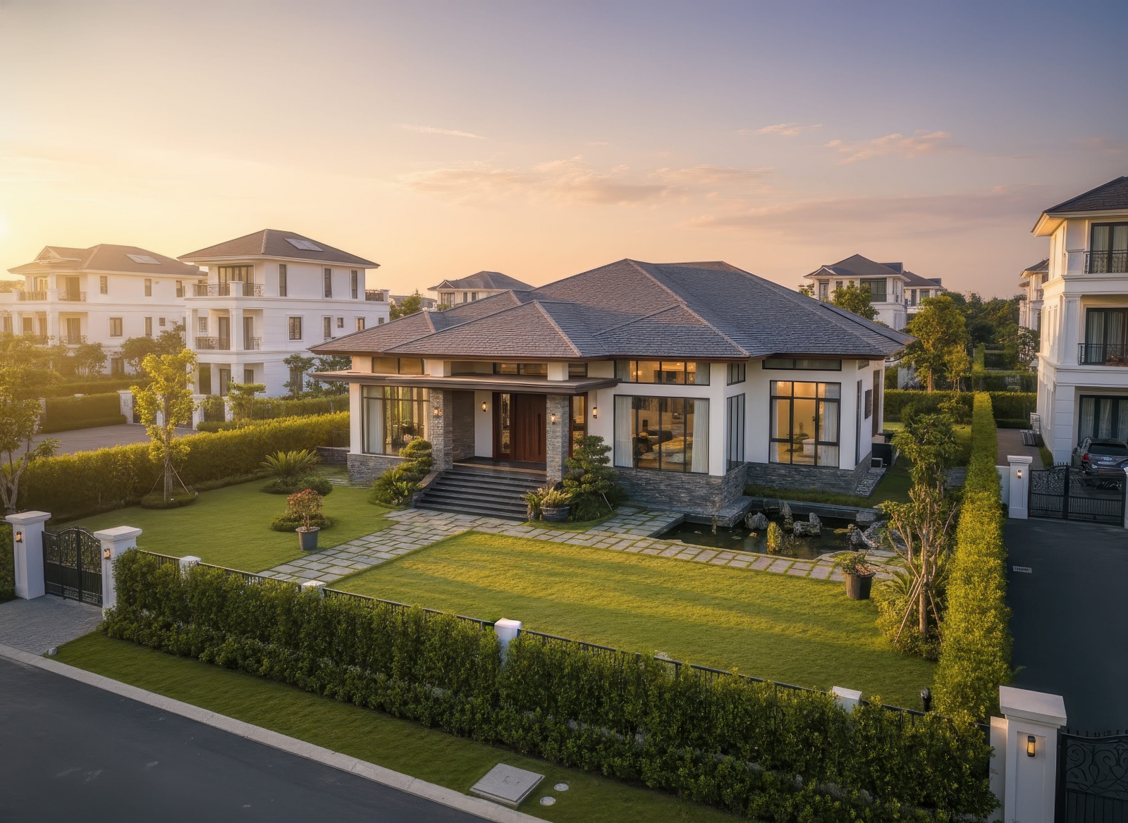 25+ Mẫu biệt thự nhà vườn mái Nhật 1 tầng nghỉ dưỡng đẹp, hiện đại