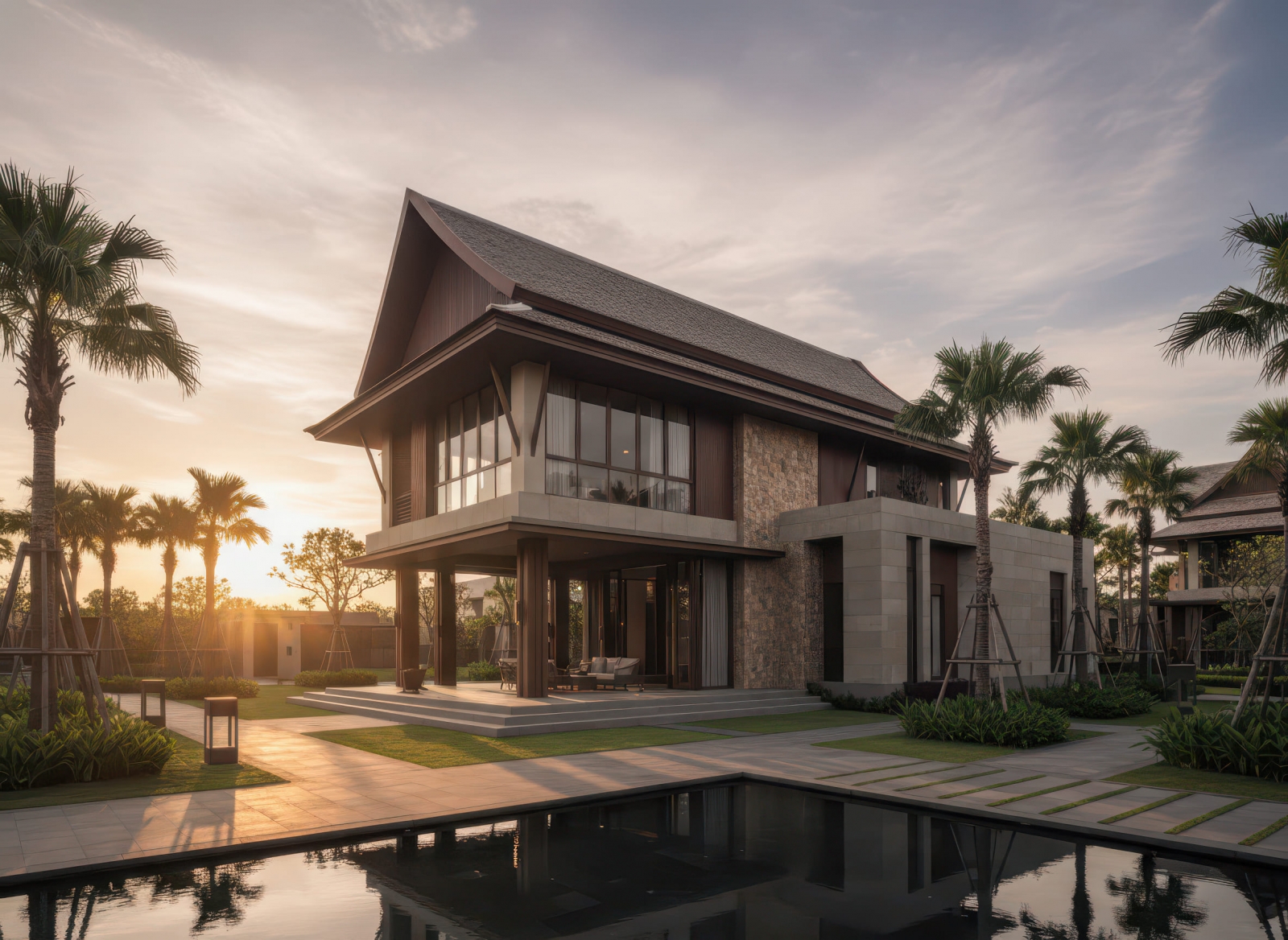 34+ Mẫu nhà 2 tầng mái Thái 100m2 đơn giản, hiện đại xu hướng 2026