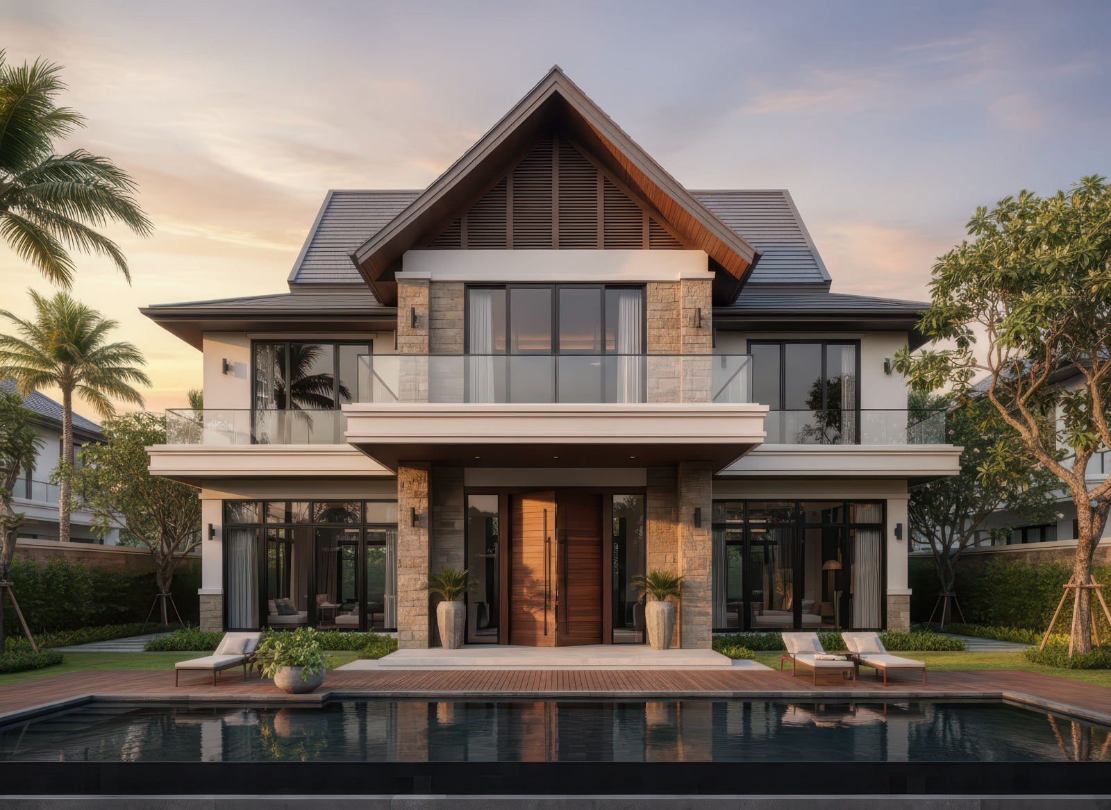 34+ Mẫu nhà 2 tầng mái Thái 100m2 đơn giản, hiện đại xu hướng 2026