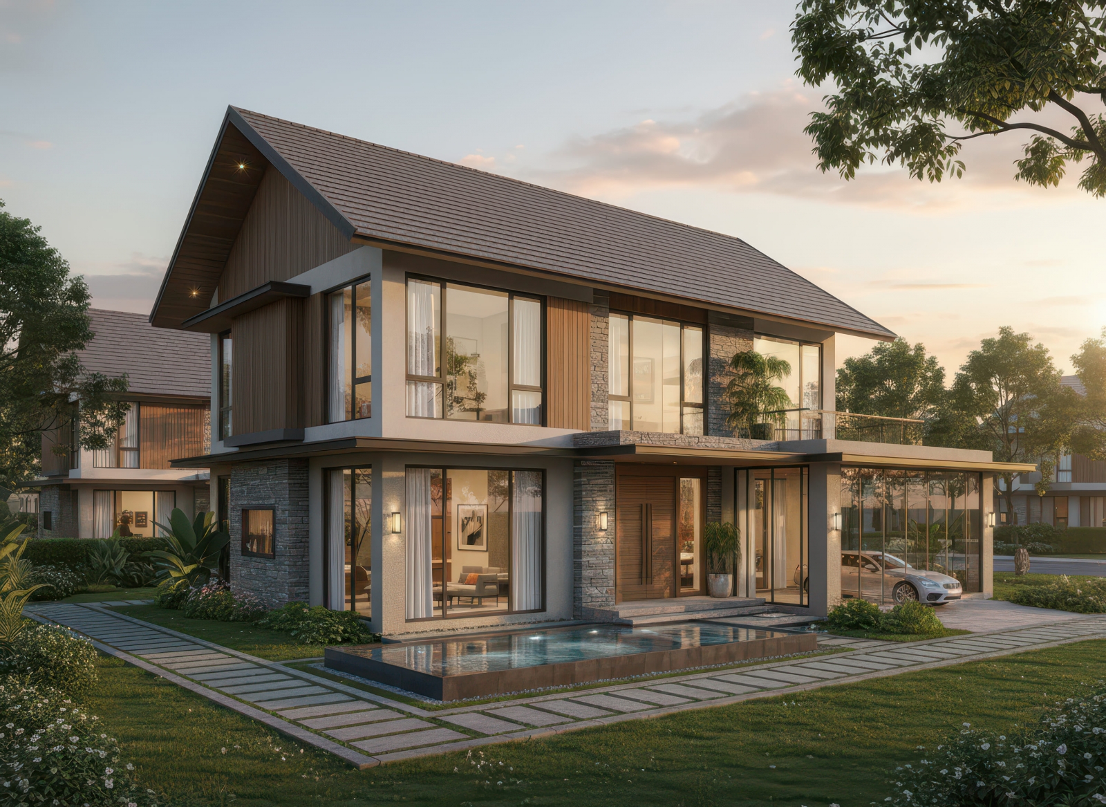 34+ Mẫu nhà 2 tầng mái Thái 100m2 đơn giản, hiện đại xu hướng 2026