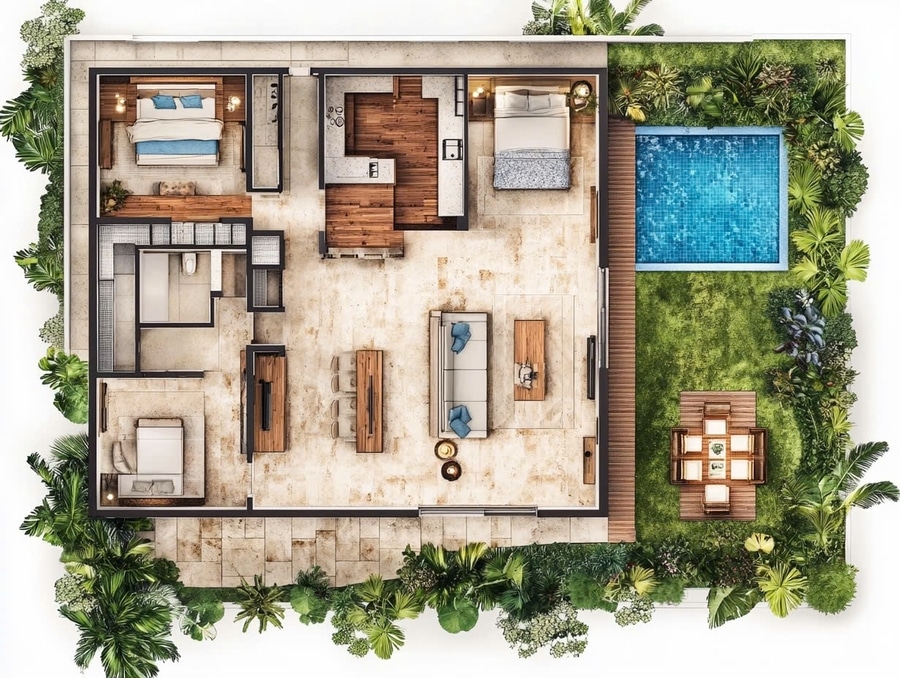 Tuyển tập TOP 10 Mẫu mặt bằng biệt thự 1 tầng đẹp, tiện nghi 2024