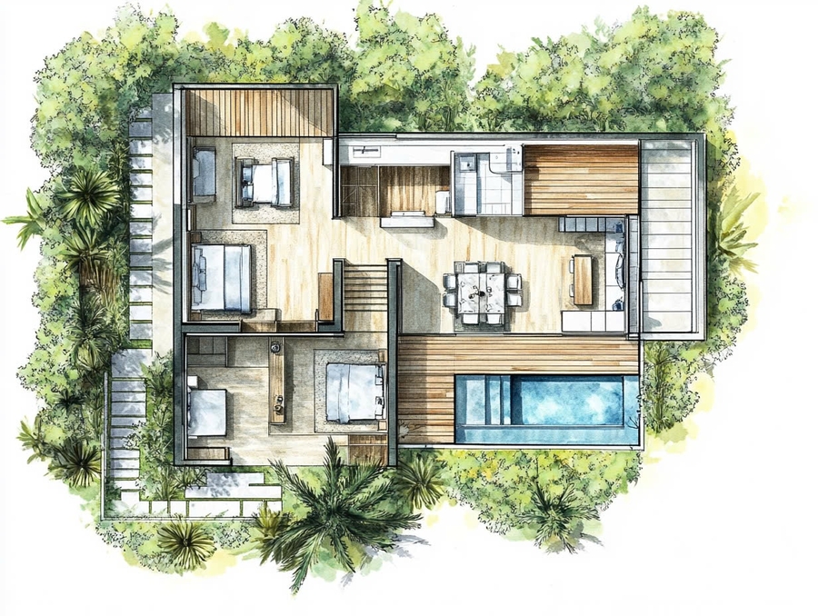 Tuyển tập TOP 10 Mẫu mặt bằng biệt thự 1 tầng đẹp, tiện nghi 2024