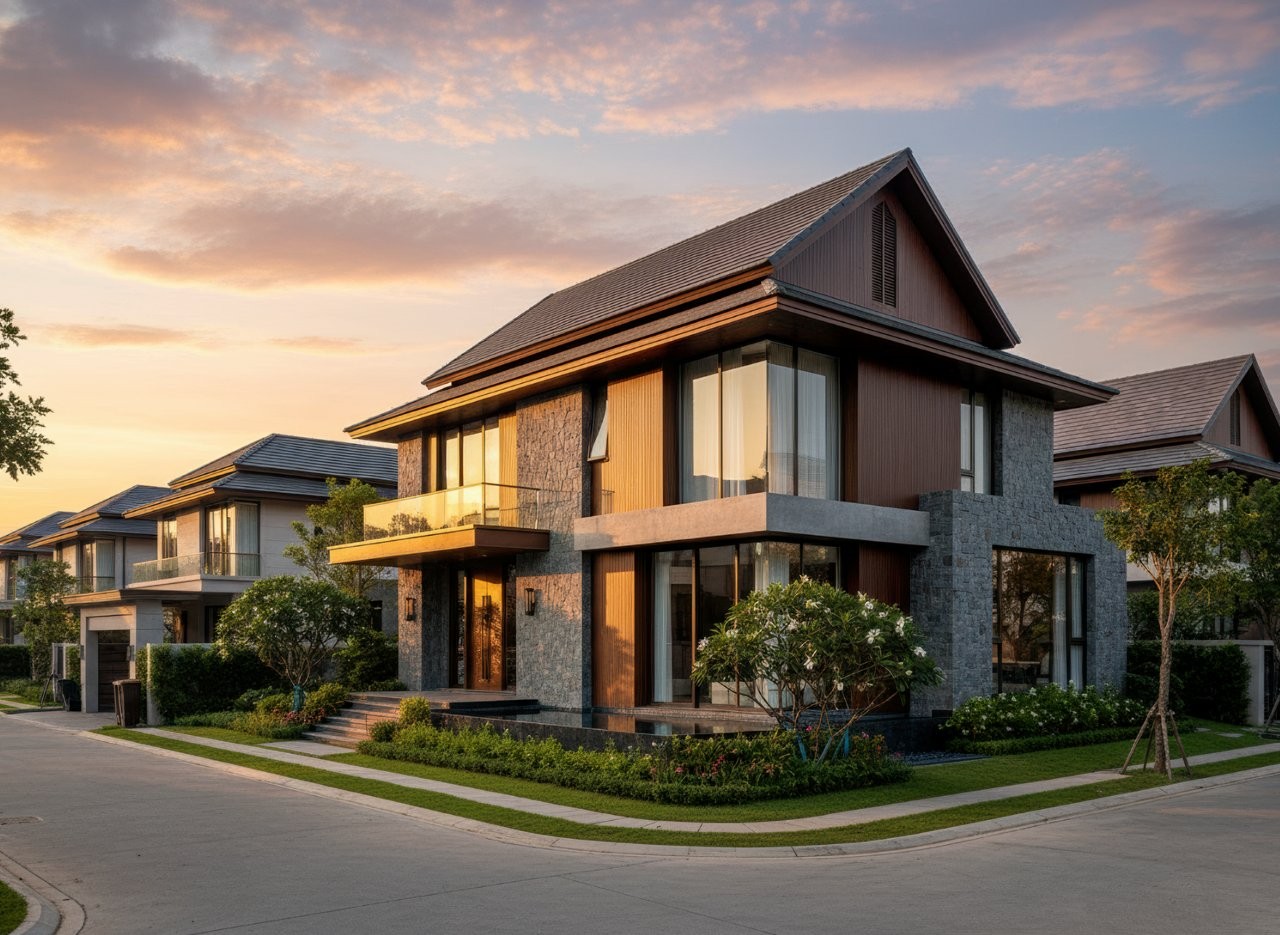 nhà mái thái 2 tầng 4 phòng ngủ