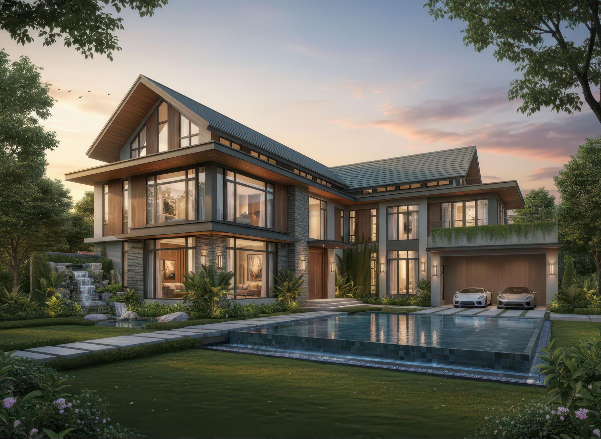 mẫu nhà mái thái 2 tầng 4 phòng ngủ