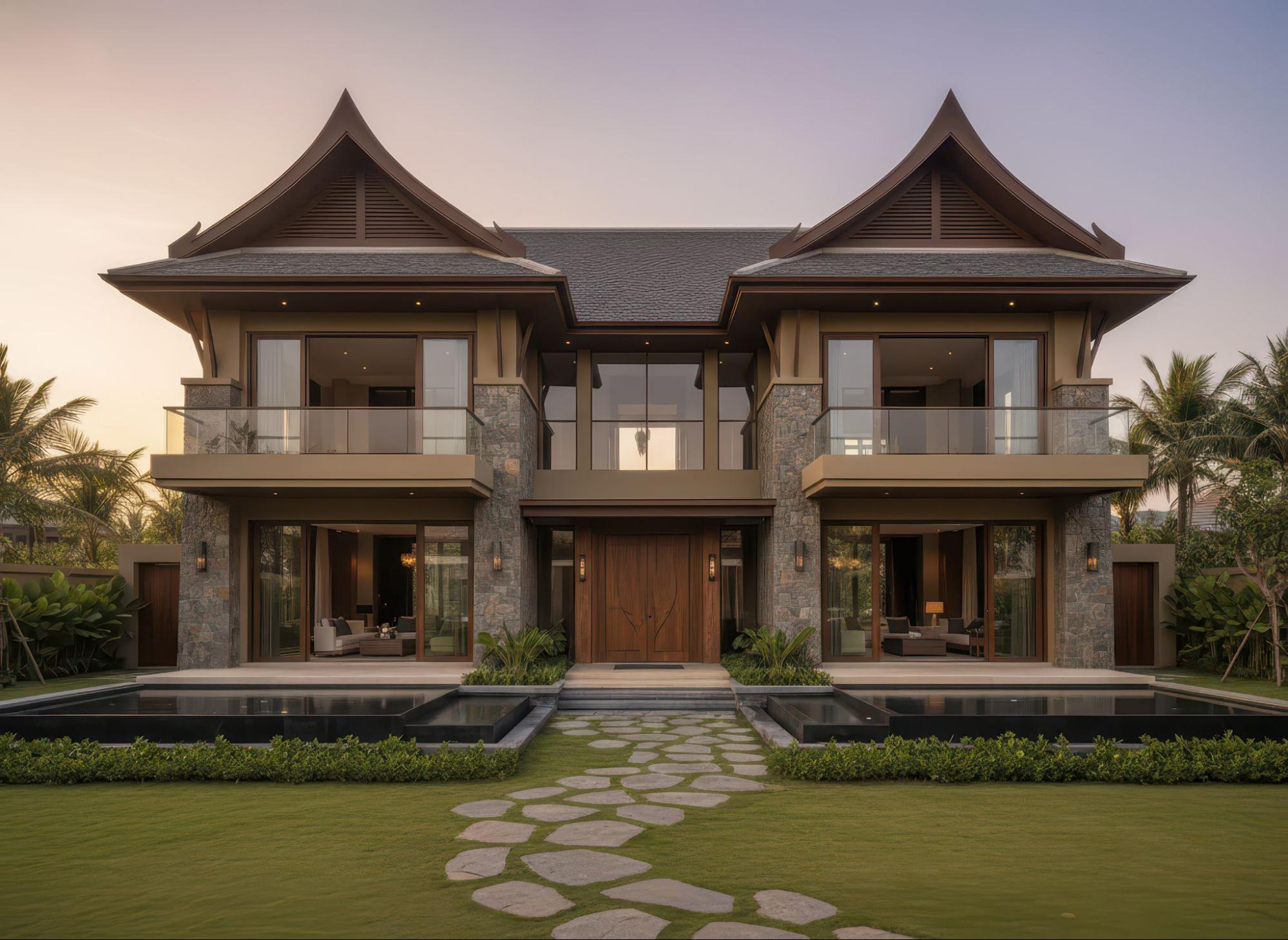 Nhà mái thái 2 tầng 4 phòng ngủ