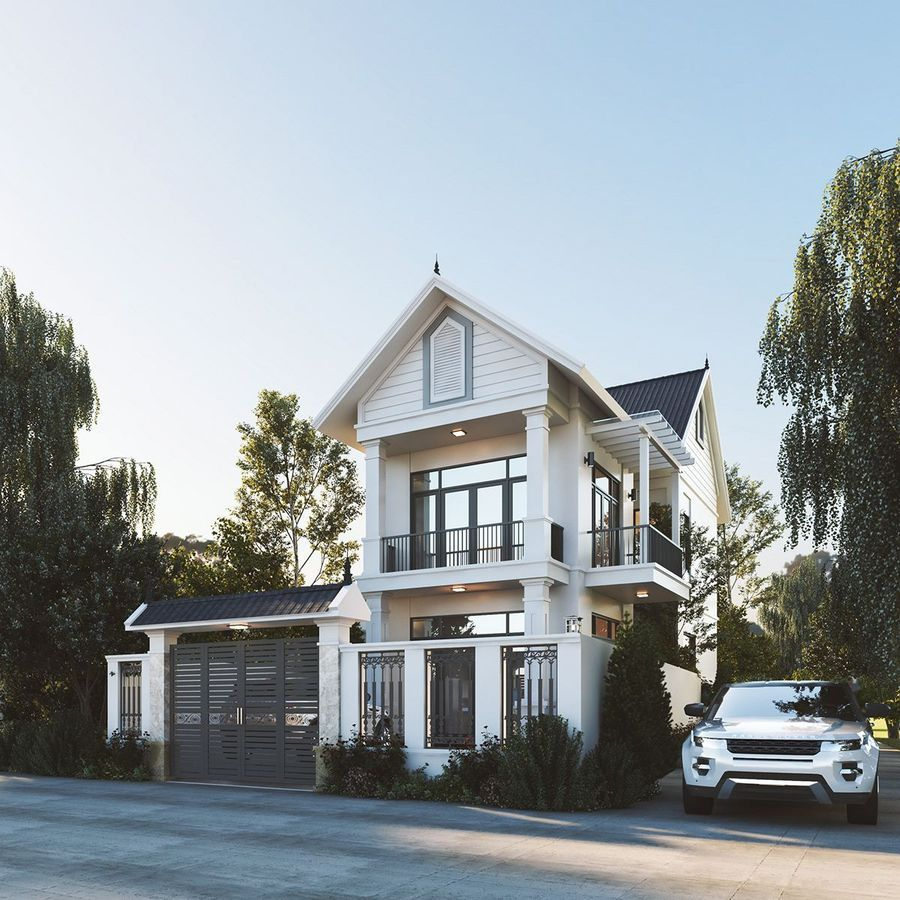 nhà mái thái 2 tầng 4 phòng ngủ 1 phòng thờ