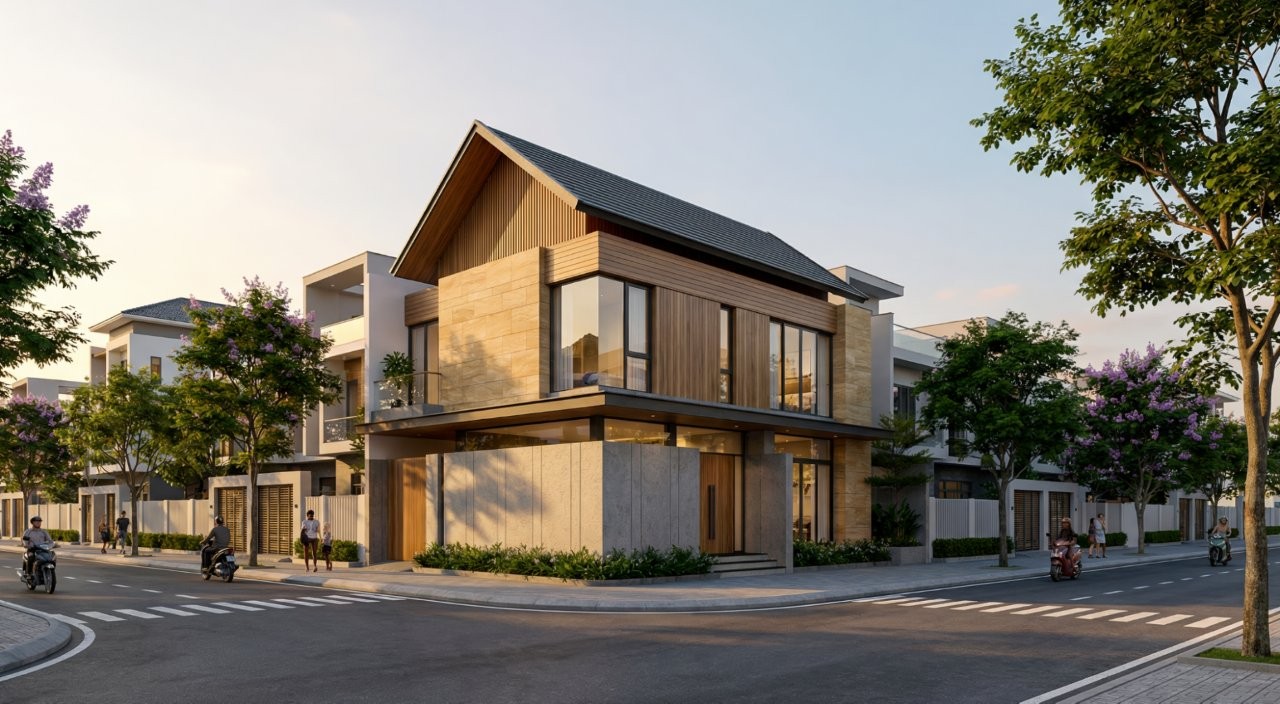 mẫu nhà mái thái 2 tầng 4 phòng ngủ 1 phòng thờ