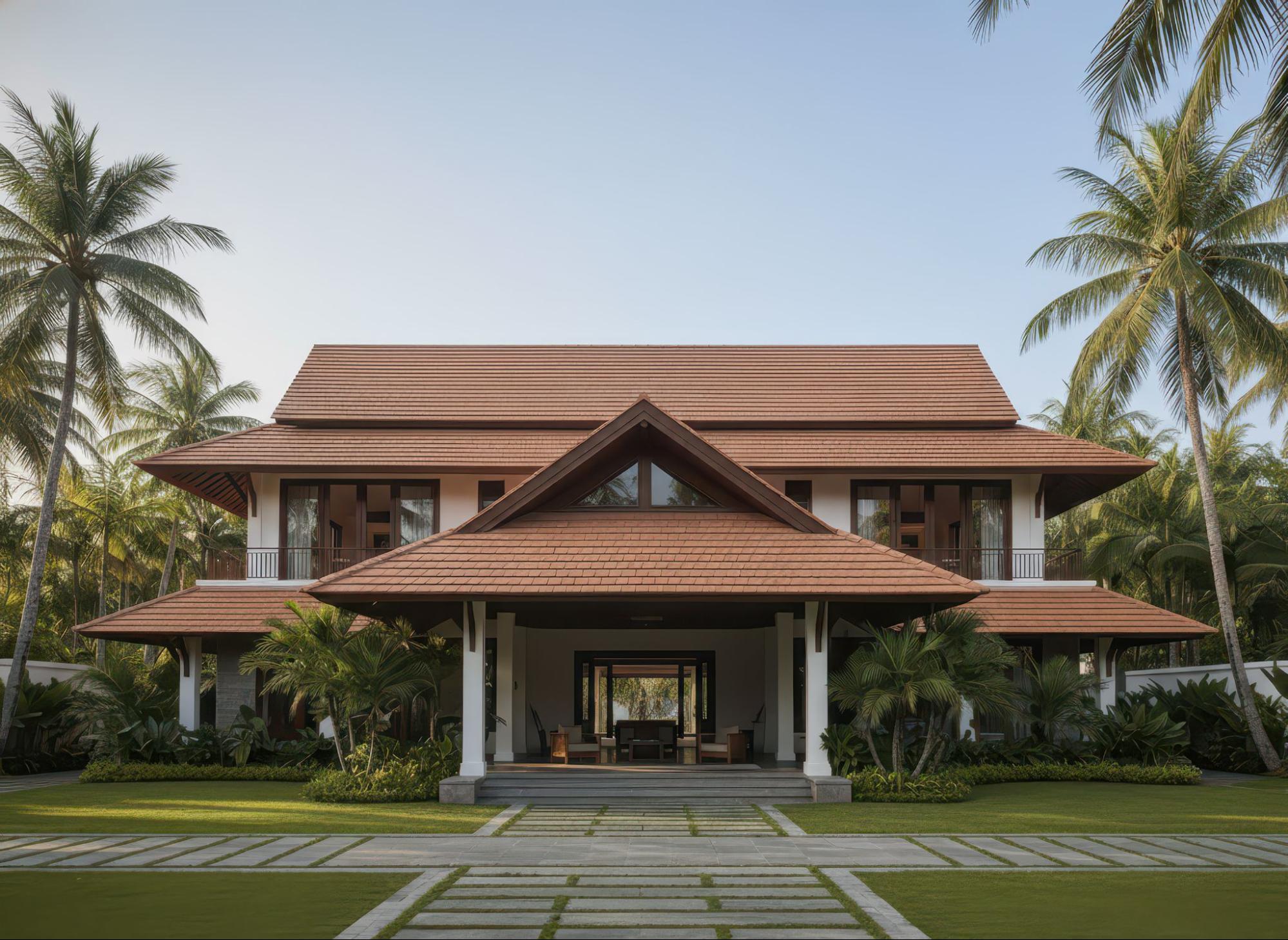 mẫu nhà mái thái 2 tầng ở nông thôn