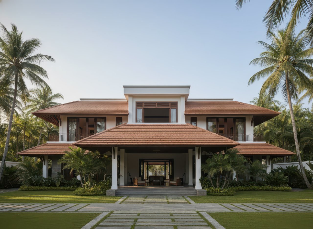 nhà mái thái 2 tầng hiện đại