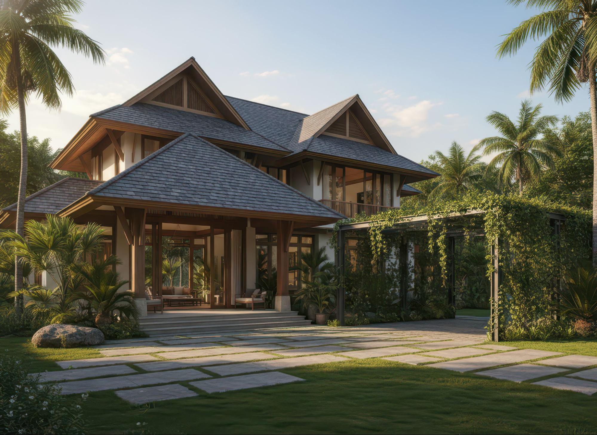 nhà 2 tầng mái thái hiện đại