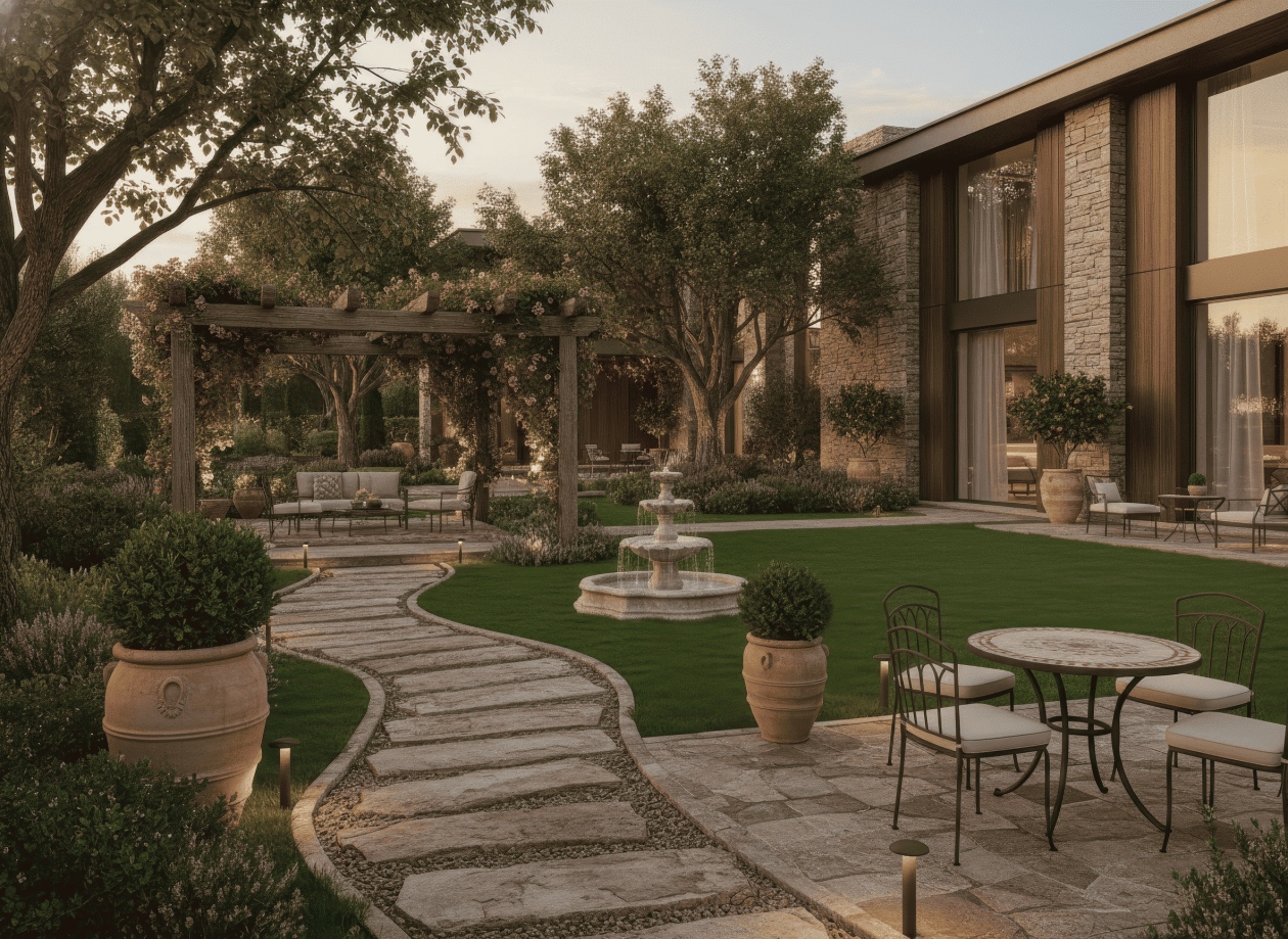 20+ Mẫu thiết kế sân vườn tân cổ điển đẹp, sang trọng chuẩn hoàng gia