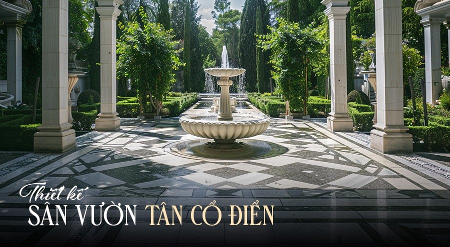 20+ Mẫu thiết kế sân vườn tân cổ điển đẹp, sang trọng chuẩn hoàng gia