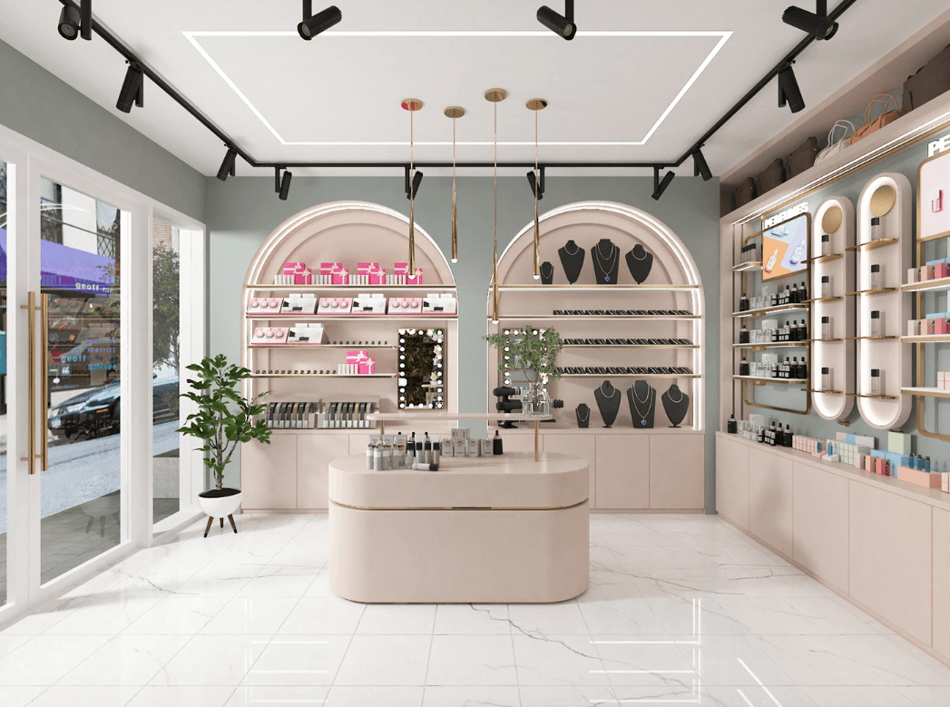 thiết kế shop mỹ phẩm 20m2