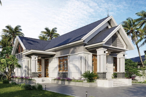 15+ Mẫu nhà mái Thái 1 tầng 4 phòng ngủ đẹp, hiện đại